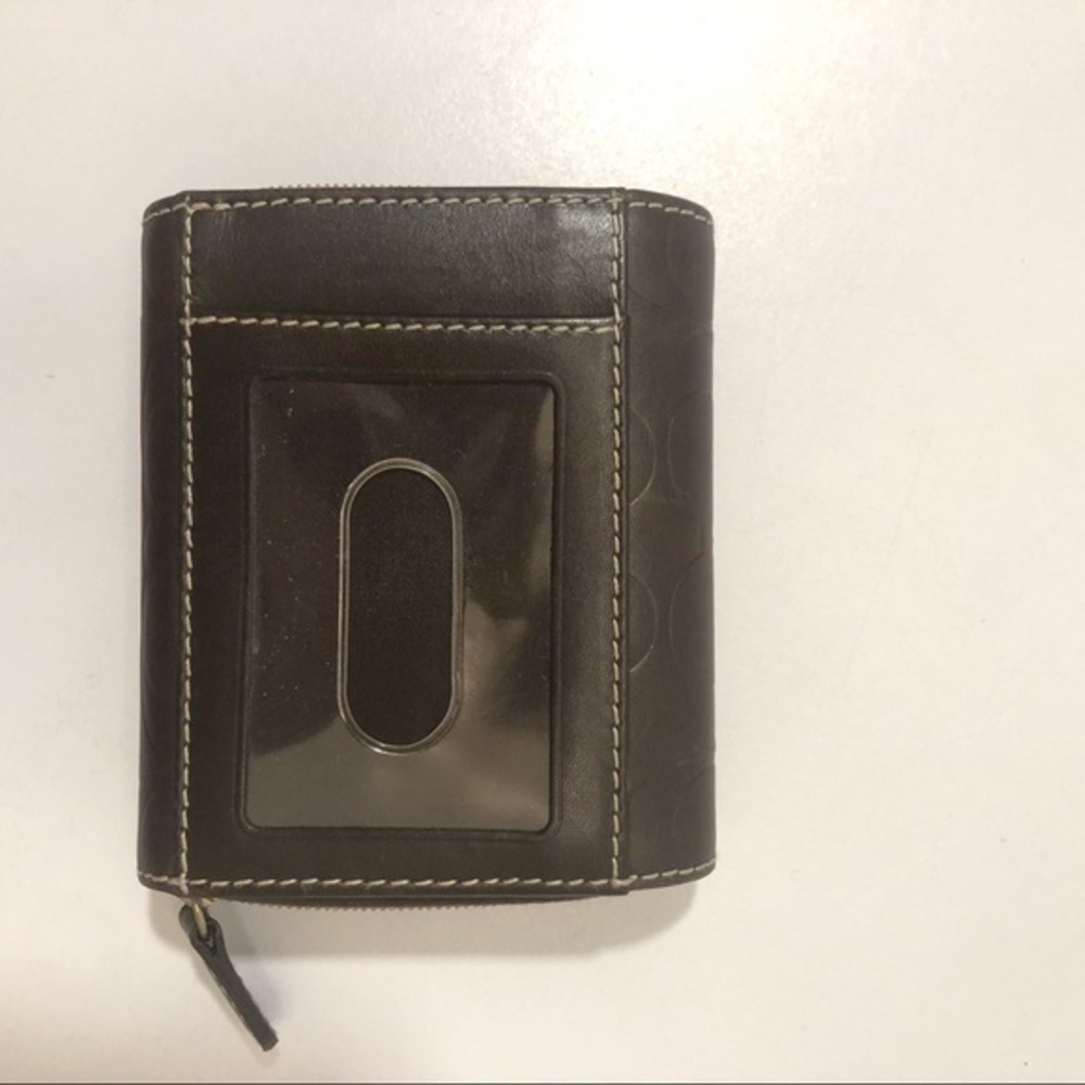 Coach brown leather embossed c compact wallet - Picture 12 of 13